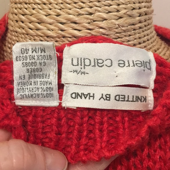 - Pierre Cardin Hand knit red snowflake sweater hand knitted Snowflake ski - Picture 9 of 9